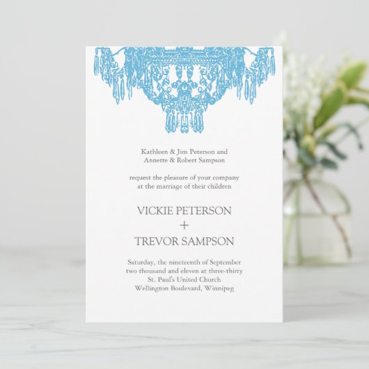 Classy Chandelier Wedding Invitations Kaart (Staand voorkant)