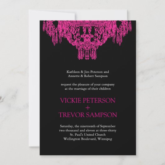 Classy Chandelier Wedding Invitations Kaart (Voorkant)