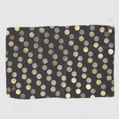 Classy Charcoal Silver en Gold Polka Dots Golfhanddoek (Horizontaal)