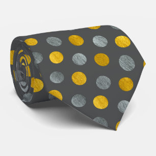 Classy Charcoal Silver en Gold Polka Dots Stropdas