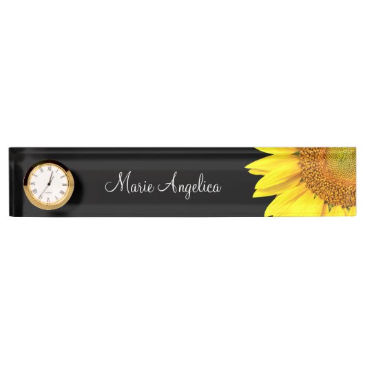 Classy Cheerful Sunflower Monogram Naambordje (Voorkant)