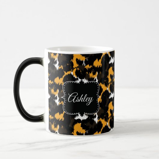 Classy Cheetah Print Splash Fun Monogram Aangepast Magische Mok (Links)