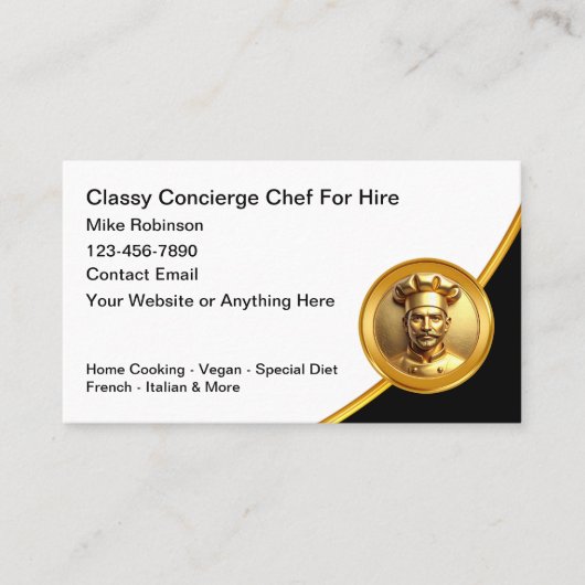 Classy Chef Home Cook Cooking Meals Visitekaartje (Voorkant)