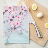Classy Cherry Blossom Landschap Roze Blauw Theedoek (Quarter Fold)