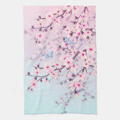 Classy Cherry Blossom Landschap Roze Blauw Theedoek (Verticaal)