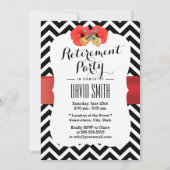 Classy Chevron Hibiscus & Ukulele Retirement Party Kaart (Voorkant)