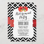 Classy Chevron Hibiscus & Ukulele Retirement Party Kaart (Voorkant / Achterkant)