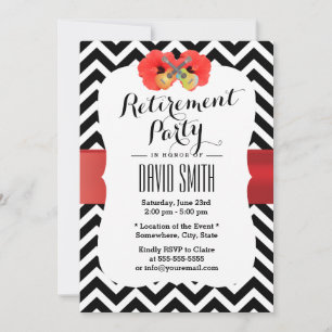 Classy Chevron Hibiscus & Ukulele Retirement Party Kaart