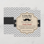 Classy Chevron Mustache Little Man Baby shower Kaart (Voorkant / Achterkant)