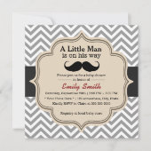 Classy Chevron Mustache Little Man Baby shower Kaart (Voorkant)
