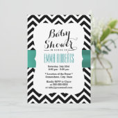 Classy Chevron Stripes Blauwgroen Baby shower Kaart (Staand voorkant)
