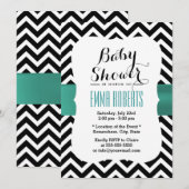 Classy Chevron Stripes Blauwgroen Baby shower Kaart (Voorkant / Achterkant)