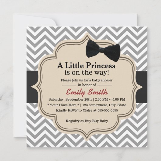Classy Chevron Stripes Little Princess Baby shower Kaart (Voorkant)