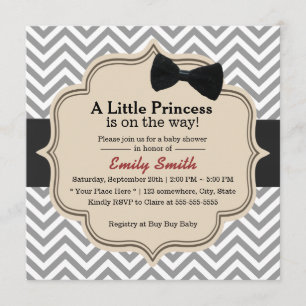 Classy Chevron Stripes Little Princess Baby shower Kaart