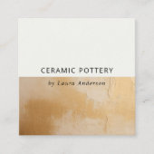 Classy Chic Beige Gold Oil Paint Texture QR-code Vierkante Visitekaartje (Voorkant)