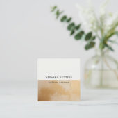 Classy Chic Beige Gold Oil Paint Texture QR-code Vierkante Visitekaartje (Staand voorkant)