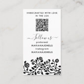 Classy Chic Black en White Earling Display Kaarten Visitekaartje (Achterkant)