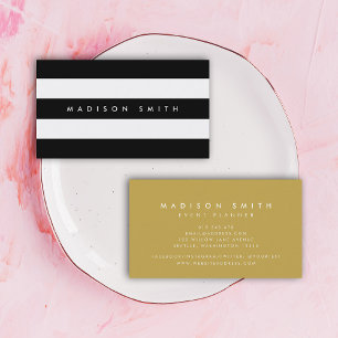Classy Chic Black en White Stripes Visitekaartje