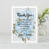 Classy Chic blauw bloemen dank u Kaart (Staand voorkant)