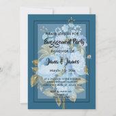 Classy Chic blauw bloemig Verloving Kaart (Voorkant)