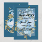 Classy Chic blauw bloemig Verloving Kaart (Voorkant / Achterkant)
