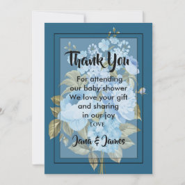 Classy Chic Blue floral Bedankt Kaart