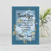 Classy Chic Blue floral Bedankt Kaart (Staand voorkant)
