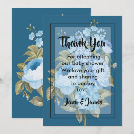 Classy Chic Blue floral Bedankt Kaart