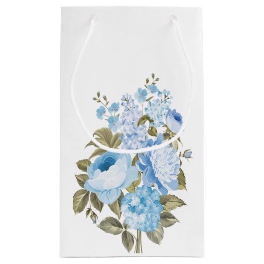 Classy Chic blue floral Klein Cadeauzakje (Achterkant)