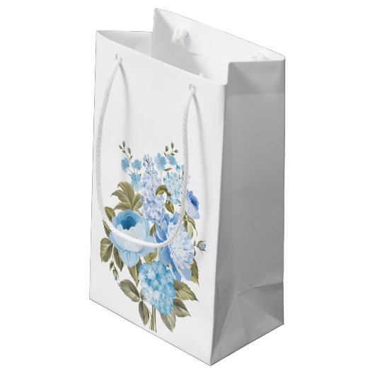 Classy Chic blue floral Klein Cadeauzakje (Achterkant Gekanteld)