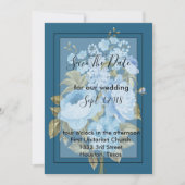Classy Chic blue floral save the date Kaart (Voorkant)