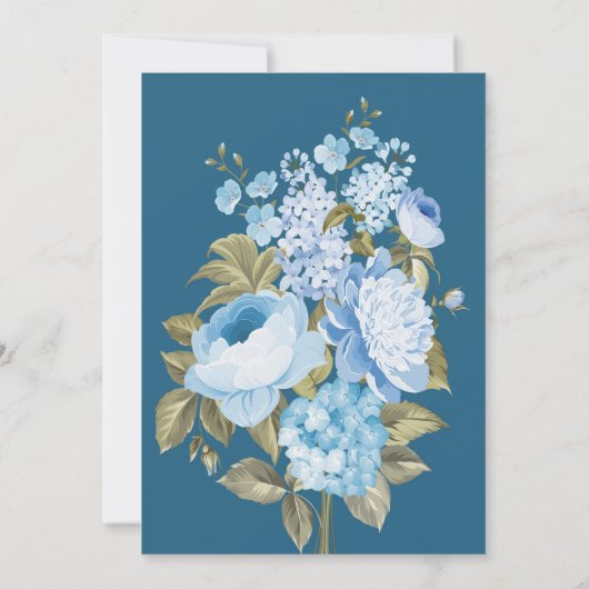 Classy Chic blue floral save the date Kaart (Achterkant)