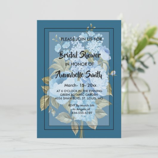 Classy Chic blue floral Vrijgezellenfeest Kaart (Staand voorkant)