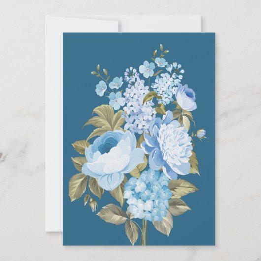 Classy Chic blue floral Vrijgezellenfeest Kaart (Achterkant)