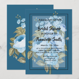Classy Chic blue floral Vrijgezellenfeest Kaart