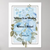 Classy Chic blue floral Welcome Poster (Voorkant)