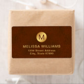 Classy Chic Brown Textuur & Goud Initiaal Verzendi Etiket (Insitu)