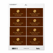 Classy Chic Brown Textuur & Goud Initiaal Verzendi Etiket (Full Sheet)