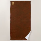 Classy Chic Brown Textuur & Goud Monogram Initiaal Strandlaken (Voorkant)