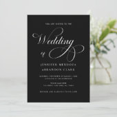 Classy Chic Calligraphy Black All in One Wedding Kaart (Staand voorkant)