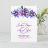 Classy Chic Clematis bruiloft uitnodiging (Staand voorkant)