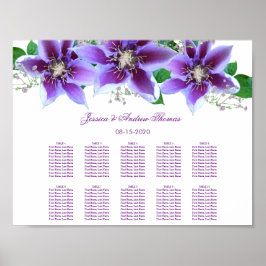 Classy Chic Clematis Wedding Seating Chart Poster