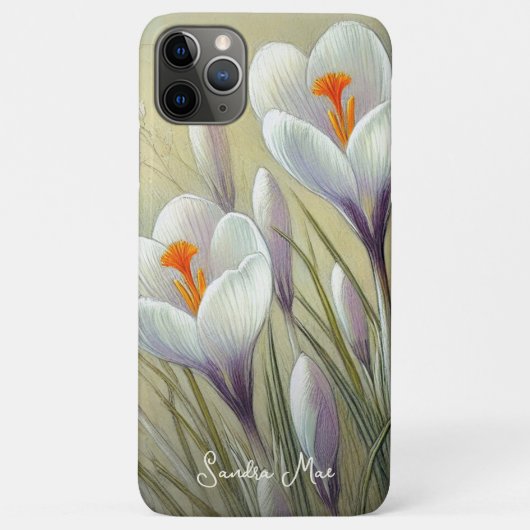 Classy Chic Crocuses Fine Art Botanische Tekening Case-Mate iPhone Case (Achterkant)