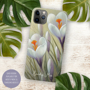 Classy Chic Crocuses Fine Art Botanische Tekening Case-Mate iPhone Case