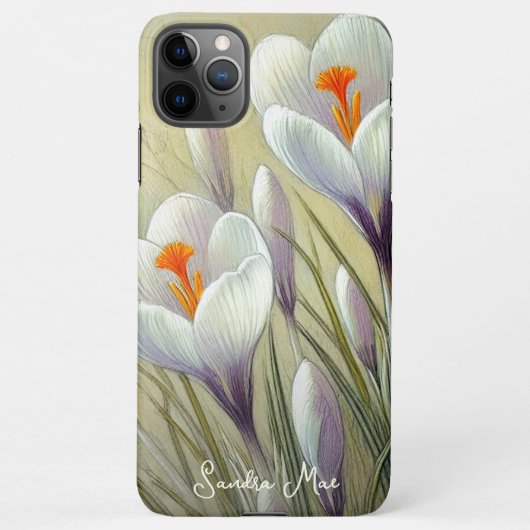 Classy Chic Crocuses Fine Art Botanische Tekening iPhone Hoesje (Achterkant)