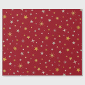 Classy Chic Elegant Gold Silver Red Kerstster Cadeaupapier (Vlak)