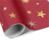 Classy Chic Elegant Gold Silver Red Kerstster Cadeaupapier (Rol Hoek)