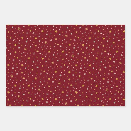Classy Chic Elegant Gold Silver Red Kerstster Inpakpapier Vel (Voorkant 3)