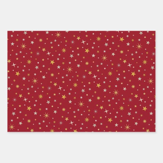 Classy Chic Elegant Gold Silver Red Kerstster Inpakpapier Vel (Voorkant)