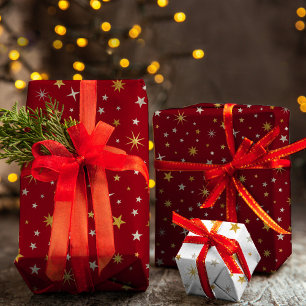 Classy Chic Elegant Gold Silver Red Kerstster Inpakpapier Vel